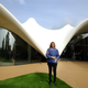 Hadid poses in the newly constructed Serpentine Sackler Gallery in Kensington Gardens, in London, Britain.